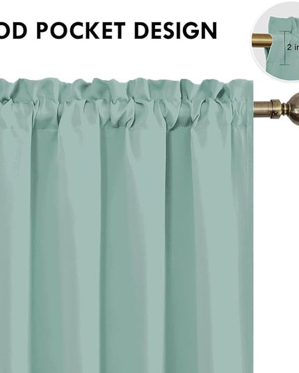 DWCN Blackout Curtains Thermal Insulated, Energy Saving & Noise Reducing Bedroom and Living Room Curtains, Sage Green, W 52x L 63 Inch, Set of 2 Rod Pocket Curtain Panels