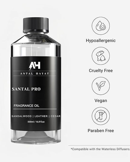 Hotel Scents Santal Diffuser Oil 500mL - Aromatherapy Fragrance Inspired by 5-Star Hotels - Notes of Sandalwood, Leather & Cedar - Inspired by Santal Perfume - Luxury Home Scents Refill
