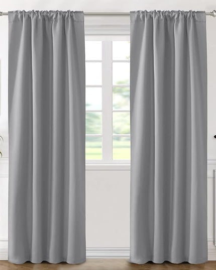 H.VERSAILTEX Blackout Curtains Thermal Insulated Window Treatment Panels Room Darkening Blackout Drapes for Living Room Back Tab/Rod Pocket Bedroom Draperies (2 Panels, Grey, 42 x 84 Inch)