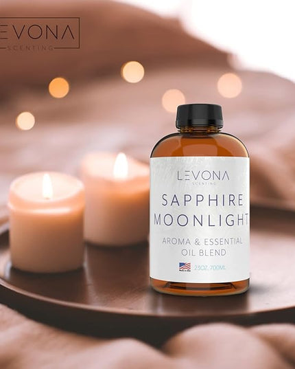 LEVONA Scent 100% Pure Essential Oils for Diffusers and Humidifier, 700ml Aromatherapy Scented Oils Perfect for Sleep, Relaxation and Stress Relief, Made in USA (Sapphire-Moonlight, 700ml)