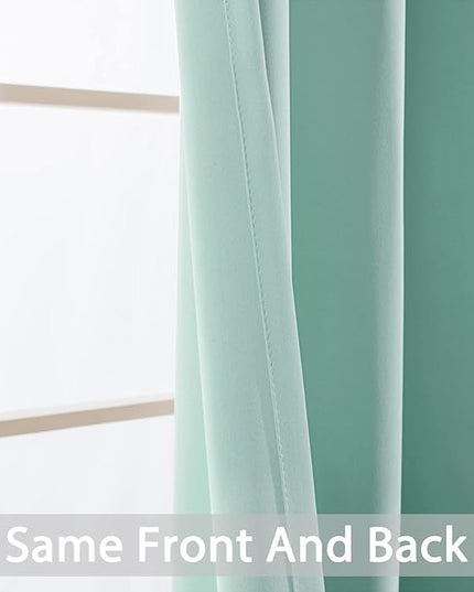 Yakamok Blackout Curtains Room Darkening Thermal Insulated Window Panels,Solid Grommet Top Drapes for Bedroom/Living Room(70Wx84L, Aqua, 2 Panels)