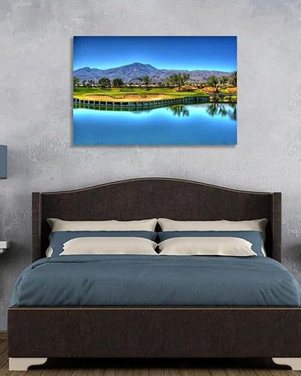 Augusta National Golf Course Wall Art for Living Room Bedroom Bathroom Home Decorations USA Georgia Golf Course Picture Poster Framed Artwork Canvas Prints Ready to Hang(24''H x 36''W)