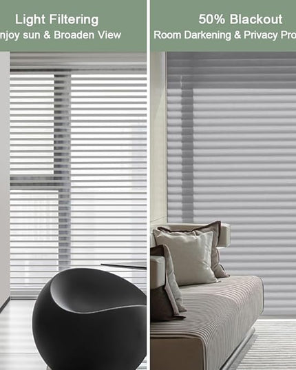zshine Automatic Shangri La Light Filtering Roller Shades Free Dimming Rechargeable Matter Motor Compatible with Homekit Siri for Living Room 83035E
