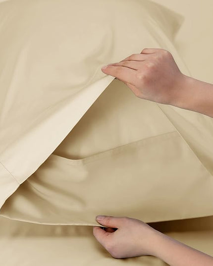 Bedsure Cooling Sheets Twin, Rayon Derived from Bamboo, Breathable & Soft Twin Sheets Set, Deep Pocket Up to 16 Inches, Hotel Luxury Silky Bedding for Hot Sleepers, Alabaster Gleam