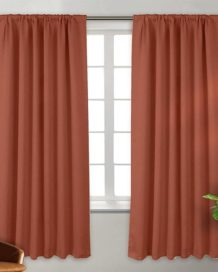 BGment 72 inch Terracotta Blackout Curtains - Rod Pocket and Back Tab Light Blocking Thermal Insulated Soundproof Privacy Curtains for Bedroom/Living Room Fall Home Decor, 2 Panels, 52 x 72 Inch