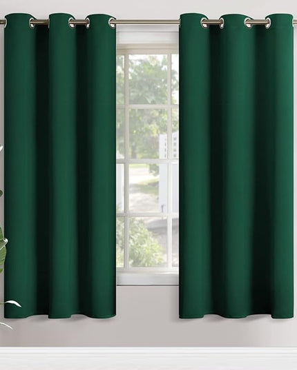 YoungsTex Emerald Green Blackout Curtains for Bedroom 72 Inch Length - Thermal Insulated Window Drapes with Grommet Room Darkening Privacy Christmas Decor for Living Room, 2 Panels, 42 x 72 Inch