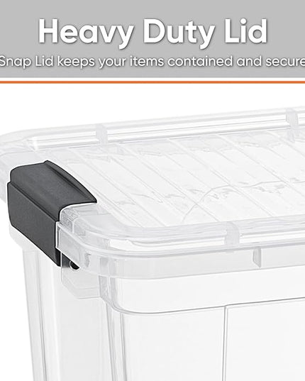 Superio Clear Storage Boxes with Lids, 49 Quart Plastic Container Bins for Organizing, Stackable Crates, BPA Free, Non Toxic, Odor Free, Organizers for Home, Office and Dorm, 6 Pack