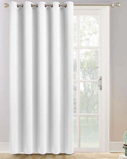 Yakamok Wide Thermal Blackout Patio Door Curtain Panel, Thermal Insulated Curtains, Grommet Extra Wide Curtains for Sliding Glass Door, Pure White, W70 x L84, 1 Panel