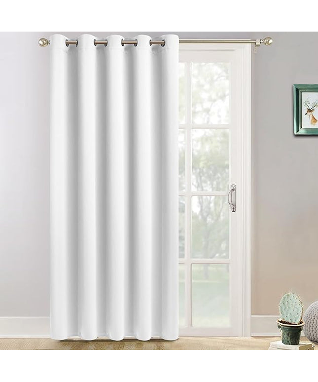 Yakamok Wide Thermal Blackout Patio Door Curtain Panel, Thermal Insulated Curtains, Grommet Extra Wide Curtains for Sliding Glass Door, Pure White, W70 x L84, 1 Panel