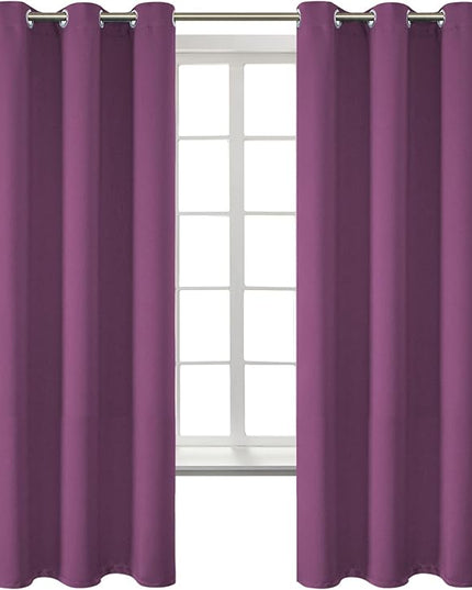 BGment Room Darkening Curtains 63 Inches Long - Grommet Thermal Insulated Drapes Window Treatment Curtains for Bedroom, 2 Panels, 42 x 63 Inch, Eggplant Purple