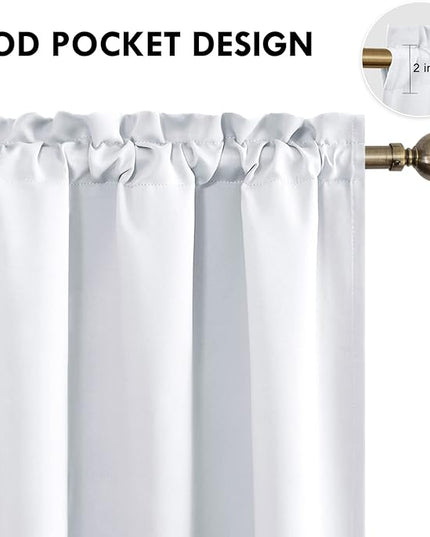 DWCN Blackout Curtains for Bedroom – Thermal Insulated Room Darkening Drapes for Living Room, Greyish White, W 42 x L 84 Inch, Set of 2 Rod Pocket Curtain Panels