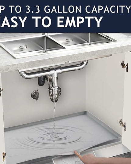 Heavy Duty Under Sink Mat,28" x 22" Silicone Waterproof Mat,Extra Thick Under Sink Liner,Kitchen Bathroom Cabinet Mat and Protector for Drips Leaks Spills£¬Grey