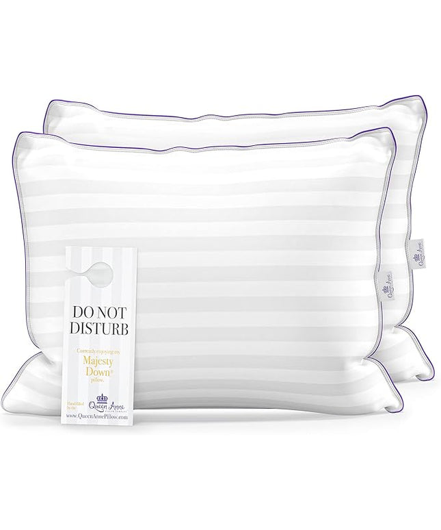Queen Anne Hotel Collection Pillows – Luxury Down Alternative Bed Pillows (2-Pack, Queen Medium) – Ultimate Comfort, Hypoallergenic, Made in The USA