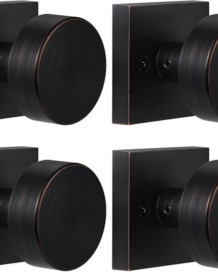 4 Pack One-Sided Dummy Door Knobs Interior, Oil Rubbed Bronze Dummy Door Knob for Closet, Round Dummy Door Handles for Bifold