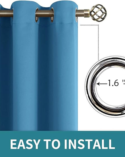 BGment Blackout Curtains - Grommet Thermal Insulated Room Darkening Bedroom and Living Room Curtains, Set of 2 Panels (52 x 108 Inch, Steel Blue)