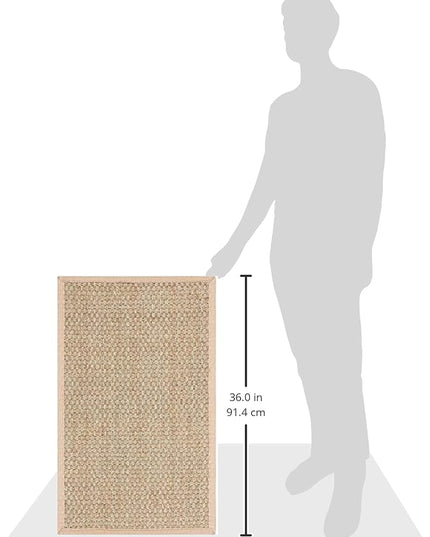 SAFAVIEH Area Rug 2x3 - Natural Fiber Collection - Natural & Beige, Seagrass, Basketweave Pattern with Border (NF114A)