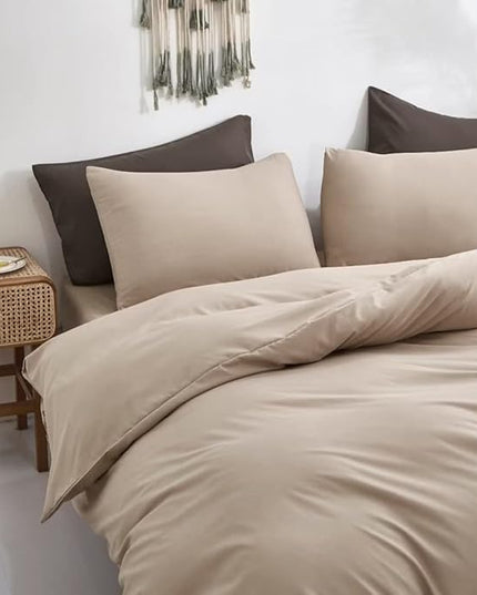 CLOTHKNOW Khaki King Size Comforter Set Taupe Bedding Comforter Sets Coffee Beige Bedding Sets Soft Tan Comforter Sets King