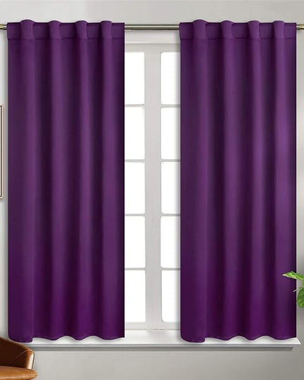 BGment Purple Curtains for Bedroom - 45 inch Rod Pocket and Back Tab Blackout Curtains Thermal Insulated Room Darkening Curtains for Living Room, 2 Window Panels, 38 x 45 Inch