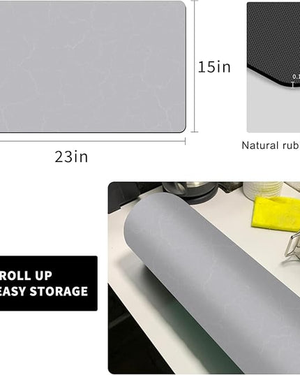 Golener Coffee Bar Mat - Under Coffee Maker Pad, Tray Mats Under Cafe Machine, Rubber Absorbent Mat, Under Appliance Mats, Dish Drying Matt, 23"x15", Marble Gray