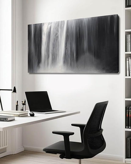 Abstract Waterfall Picture Living Room Decor Abstract Wall Art Black and White Artwork Modern Office Home Decor 20X40 Inch