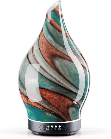 Porseme 150ml Essential Oil Diffuser Glass Color Changing Aroma Air Diffusers Aromatherapy Ultrasonic Cool Mist Humidifier 4 Running Hours Waterless Auto-Off for Sleeping Yoga Office Spa (Teal Green)