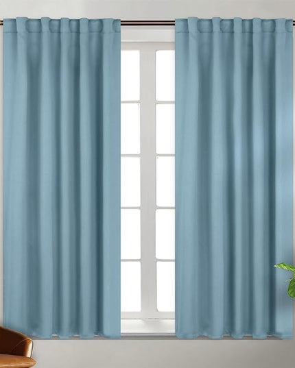 BGment Greyish Blue Blackout Curtains 54 Inches Long - 42 x 54 Inch Room Darkening Curtains Thermal Insulated Rod Pocket and Back Tab Drapes for Bedroom, 2 Window Curtains Panels, Greyish Blue
