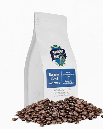 Plantation Blue Bespoke Blend of Blue Mountain and Hawaiian Kona Coffee Whole Beans (1lb)