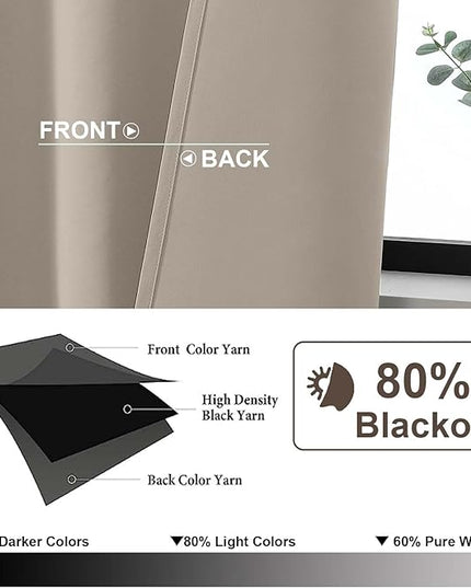 Gwine Stone Blackout Curtains for Bedroom 84 inches Long 2 Panels Set, Solid Noise Reducing Thermal Insulated Blackout Curtains for Living Room with Rod Pocket, Each 50" Wx84 L