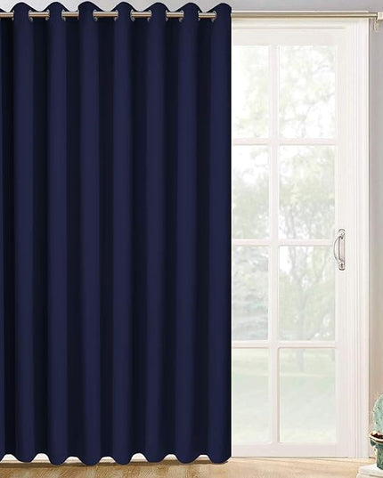 Yakamok Room Darkening Extra Wide Blackout Curtains for Living Room, Sliding Glass Door Home Blackout Curtains for Villa/Hall(Navy Blue, 100 inches x 96 inches)