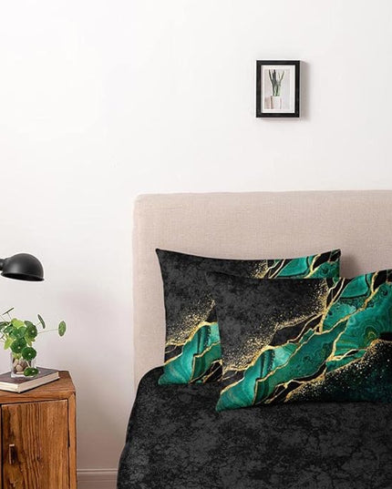Black and Green Marble Duvet Cover Set King Size Gold Veins Malachite Comforter Cover Bedding Set Luxry Art Decor Bedroom