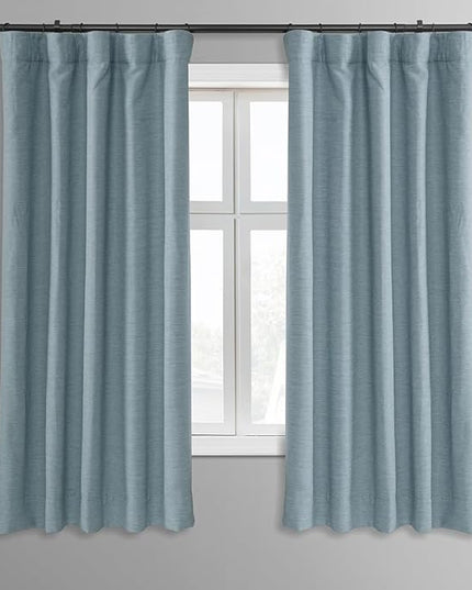 HPD Half Price Drapes Bellino Room Darkening Curtains 63 Inches Long Curtains for Bedroom & Living Room (1 Panel), 50W x 63L, Gulf Blue