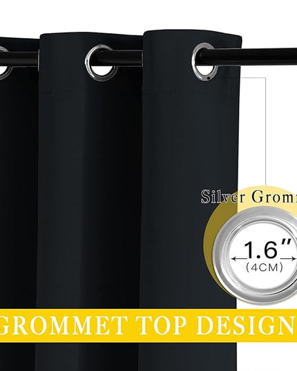NICETOWN Blackout Curtain for Sliding Glass Door, Patio Door Curtains, Thermal Insulated Wide Drapes/Draperies Light Blocking for Bedroom/Porch (Black, 1 Panel, 80" W by 108“)