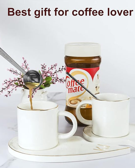 Premium Coffee Scoop Set, Set of 2, Metal Stainless Steel Long Handle Coffee Scoop, Measuring Coffee Spoons Contains 1 Tablespoon (15 ml) and 2 Tablespoons (30 ml) Spoon-Black