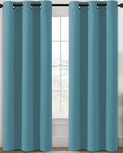 H.VERSAILTEX Blackout Curtains for Bedroom Thermal Insulated Room Darkening Living Room Curtains 84 Inch Long Grommet Privacy Protection Window Curtain Panels/Drapes for Nursery, 2 Panels, Storm Blue