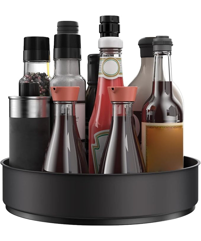 VAEHOLD Lazy Susan Stainless Steel Spice Rack Turntable for Pantry Cabinet - Decorative Trays Storage Containers Organizer for Kitchen Cabinet, Snacks, Bathroom (7 1/2 inches) (7 1/2'' Black)