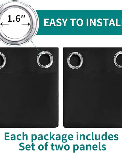 BGment Blackout Curtains for Bedroom - Grommet Thermal Insulated Room Darkening Curtains for Living Room, Set of 2 Panels, Each 55 x 96 Inch, Black