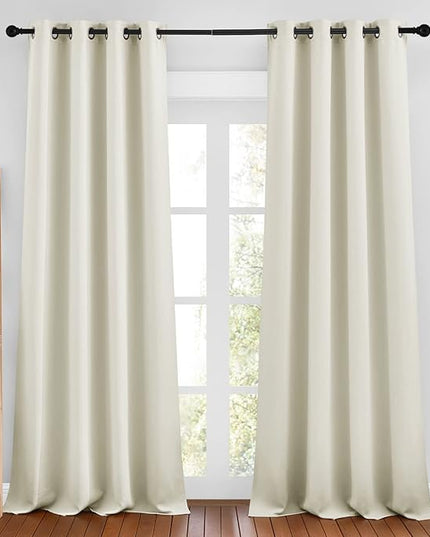 NICETOWN Beige Room Darkening Bedroom Curtains 96 inches Long, Grommet Thermal Insulated Room Darkening Window Treatments Sound Reducing for Living Room, W46 x L96, 2 Panels