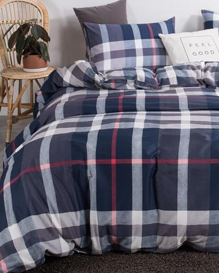 CLOTHKNOW Blue Plaid California King Comforter Set 3Pcs Tartan Bedding Comforter Sets All Season Soft Blue White Grey Grid Comforter with 2 x Pillow Cases