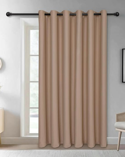 JIUZHEN Blackout Sliding Door Room Divider Curtain, Noise Reducing Window Treatment Drape for Bedroom, Energy Saving Patio Door Curtains (Camel, W100 by L84, 1 Panel)