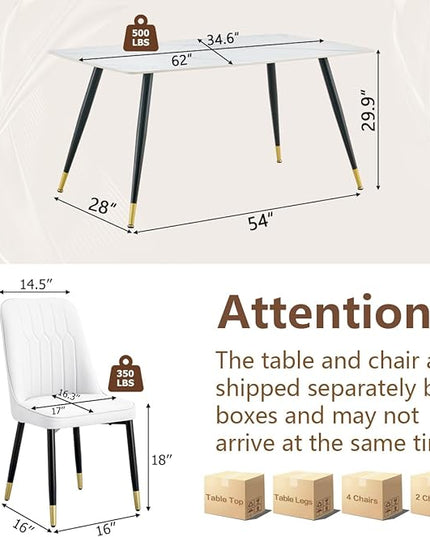 Modern Dining Table Set for 6, Dining Table Chairs Set of 6, Sintered Stone Kitchen Table Top and Modern Chairs Set of 6 for Kitchen Dining Room