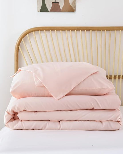 ROSGONIA Twin/Twin XL Comforter Set for College Girls Boys Blush, 1 Boho Pink Comforter & 1 Pillowcase, Lightweight Kids Comforter Sets Dorm Bedding
