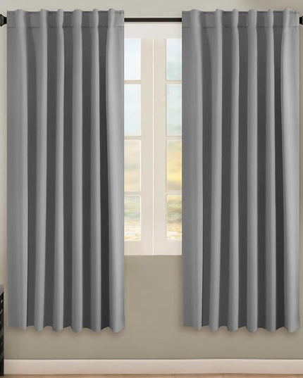 H.VERSAILTEX Blackout Curtains Thermal Insulated Window Treatment Panels Room Darkening Blackout Drapes for Living Room Back Tab/Rod Pocket Bedroom Draperies, 52 x 72 Inch, Grey, 2 Panels