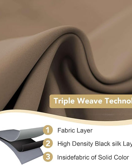 H.VERSAILTEX Blackout Curtains for Bedroom Thermal Insulated Room Darkening Living Room Curtains 84 Inch Long Grommet Privacy Protection Window Curtain Panels/Drapes for Nursery, 2 Panels, Macchiato