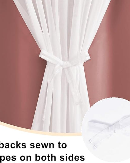 Hiasan Mix & Match Blackout Curtains with Sheer Overlay, Double Layer Thermal Insulated Privacy Grommet Window Curtains for Girls Bedroom,Living Room,2 Drape Panels with Tiebacks,Dusty Rose,52W X 96L