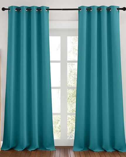 NICETOWN Peacock Teal Blackout Curtains & Drapes - Thermal Insulated Grommet Blackout Light Blocking Room Darkening Window Treatments for Bedroom/Living Room (2 Panels, W46 x L90)