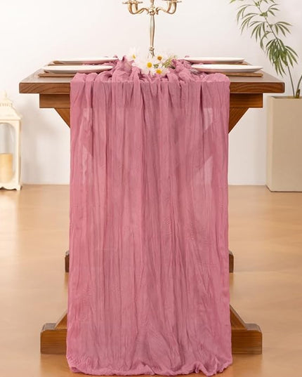Socomi 10pcs Mauve Cheesecloth Table Runner Boho Rustic Gauze 120 inch 10FT Cheese Cloth Runner for Wedding Party Baby Shower Birthday Home Decor Holiday Decorations