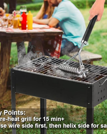 GRILLART Grill Brush [Wire + Helix] Combined BBQ Brush - Safe & Efficient Grill Cleaning Brush - 18" Grill Cleaner Brush Scrubber for Gas/Porcelain/Charbroil Grates – BBQ Accessories Gifts for Men/Dad