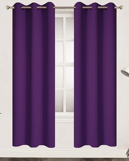 Yakamok Blackout Curtains Room Darkening Thermal Insulated Grommet top Window Curtains for Living Room, 38 x 72 Inch, Purple, Set of 2