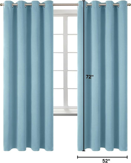 BGment Room Darkening Curtains 72 Inches Long - Grommet Thermal Insulated Drapes Window Treatment Curtains for Bedroom, 2 Panels, 52 x 72 Inch, Greyish Blue