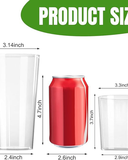Liacere Drinking Glasses Set of 8, 17 oz Highball Plastic Glasses & 14oz Cocktail Plastic Glasses Set, Kitchen Water Glasses Cup, Bar Tumbler Glassware Set for Beer, Juice, Cocktail, Whiskey, Milk